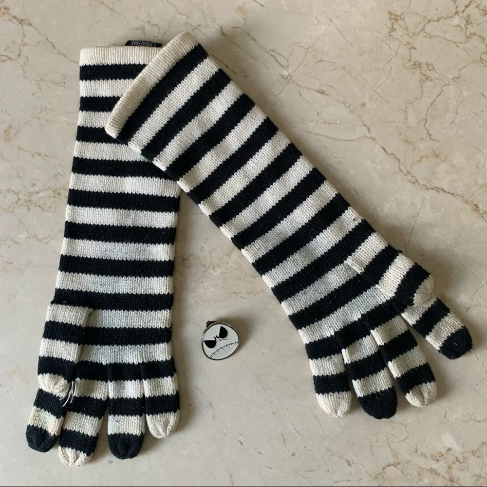 Nightmare Before Christmas Jack Skellington Stripe Gloves Pin Lot Disney